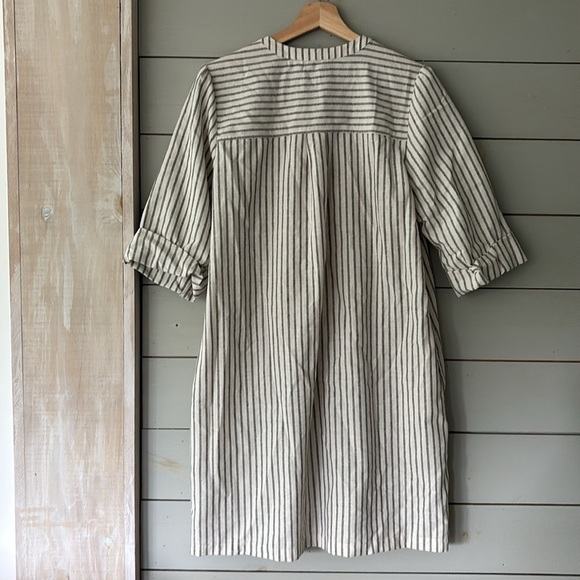 Greylin Striped Linen Blend Button-Front Dress – Size L - Picture 6 of 7